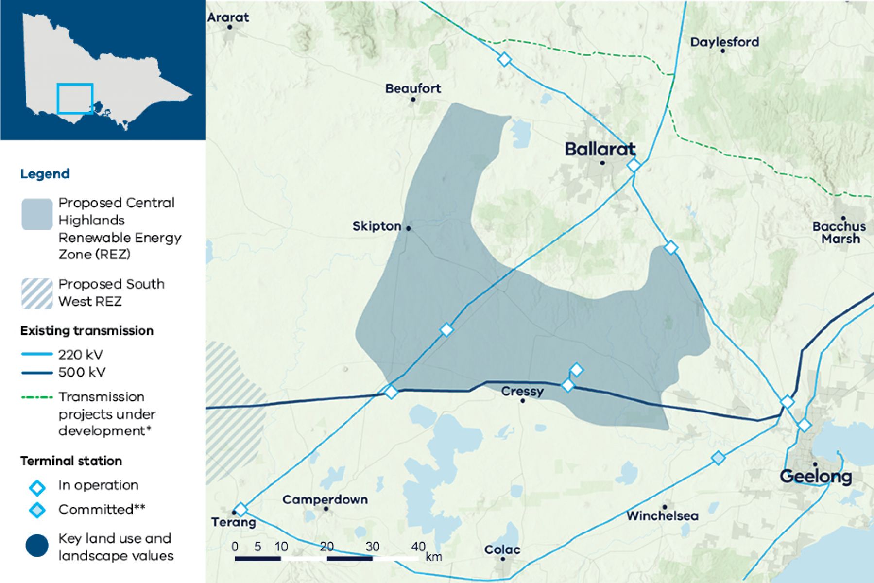 Map of the Central Highlands Renewable Energy Zone