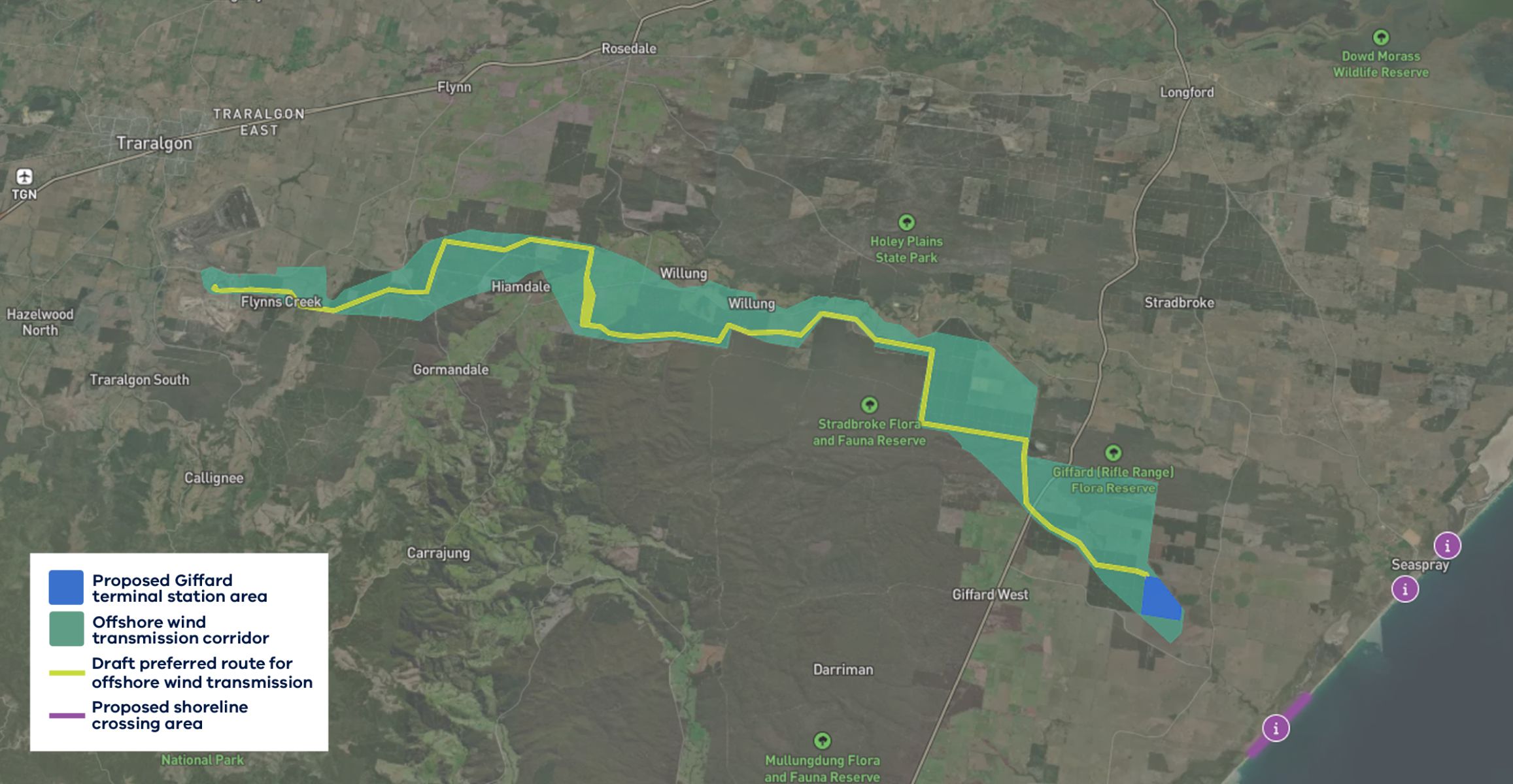 Image preview of the interactive map Gippsland offshore wind 2 GW transmission project