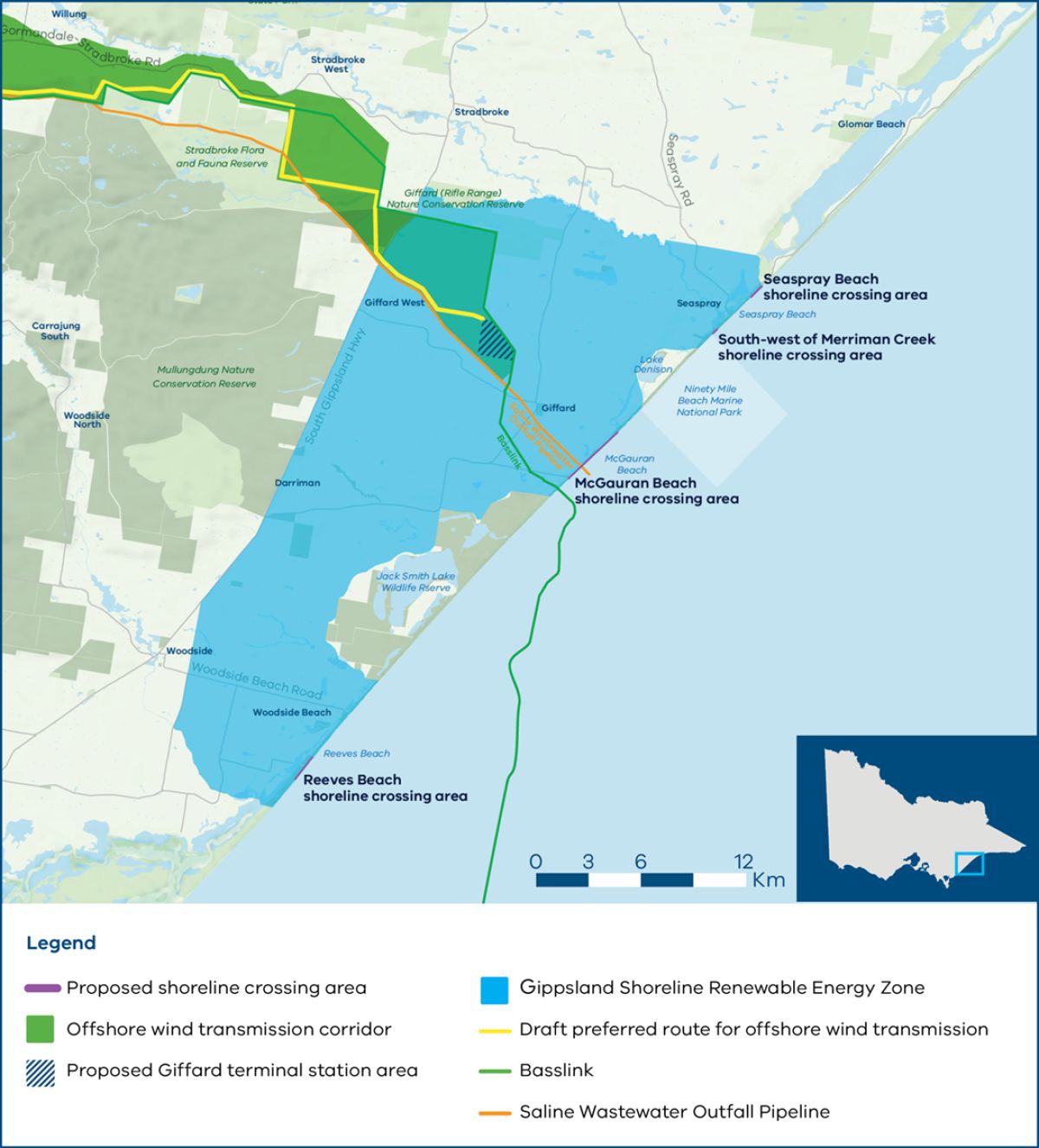 Map of the Gippsland Shoreline Renewable Energy Zone
