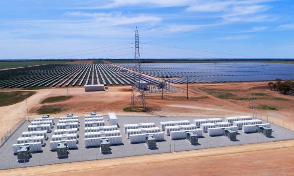 Battery storage next to a solar farm