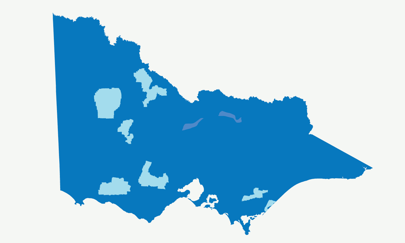 Illustrated map of Victoria highlighting the renewable energy zones  