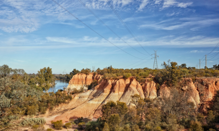 Mildura's Red Cliffs featuring transmission lines  